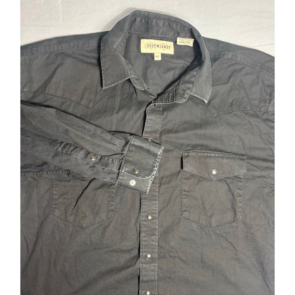 Cody James Mens XL Western Shirt Black Long Sleeve Pearl Snap Button Up